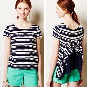 anthropologie  Maeve Striped Short Sleeve Top in Navy and White